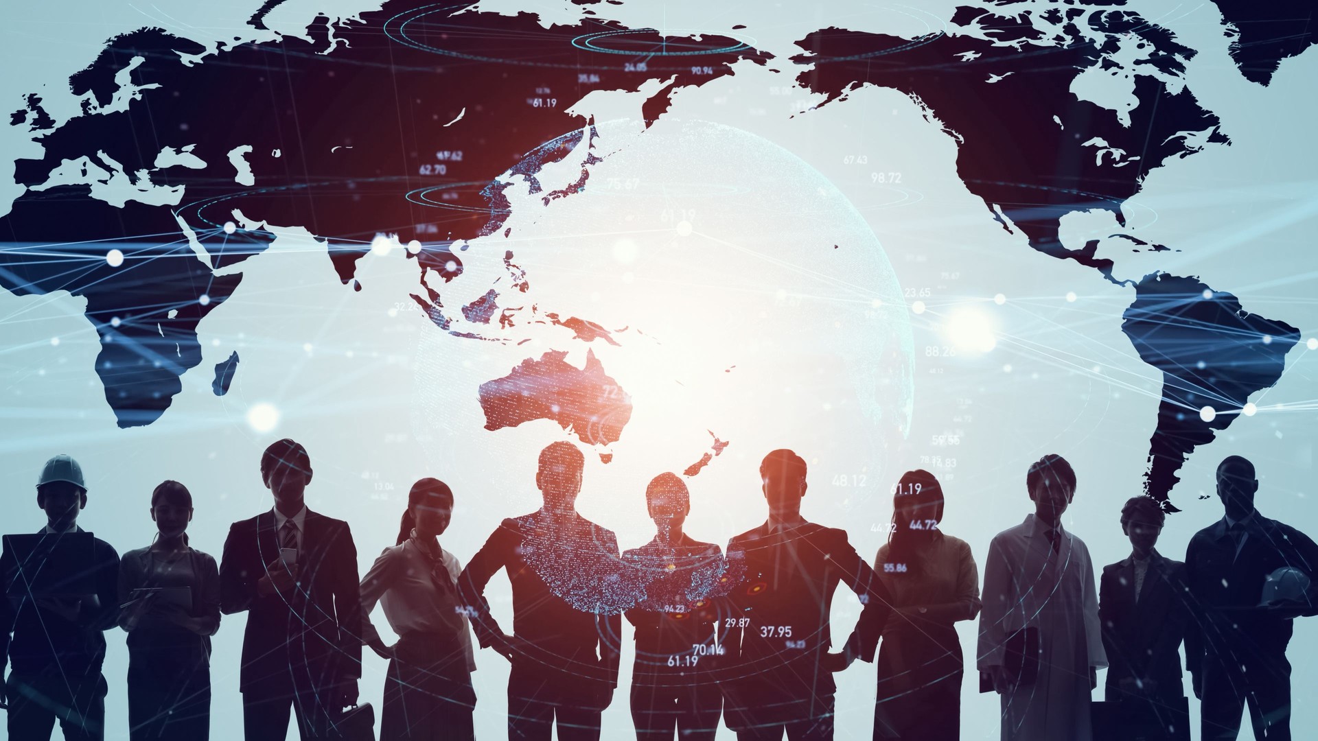 Global communication network concept. Worldwide business. Human resources.